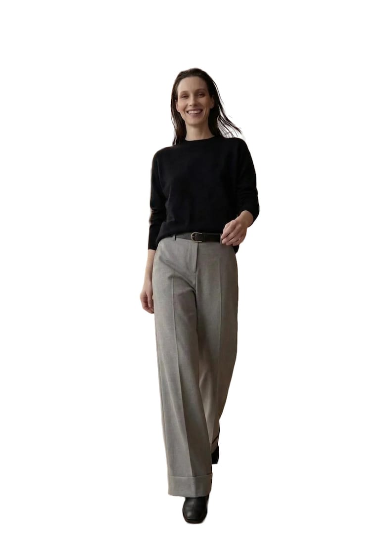 Pantaloni - Gri - Talie inalta - Pentru dama