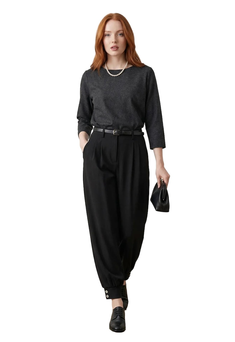 Pantaloni - Negru - Talie inalta - Pentru dama