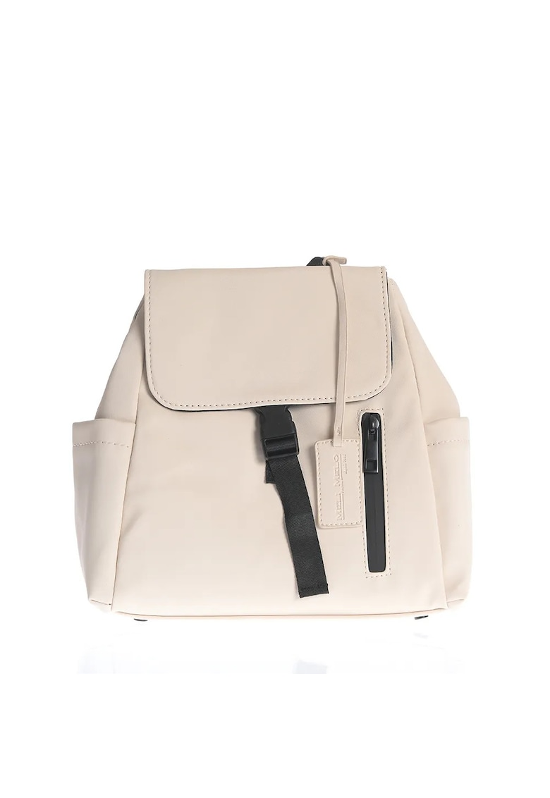 Rucsac casual crem cu design minimalist si detalii negre