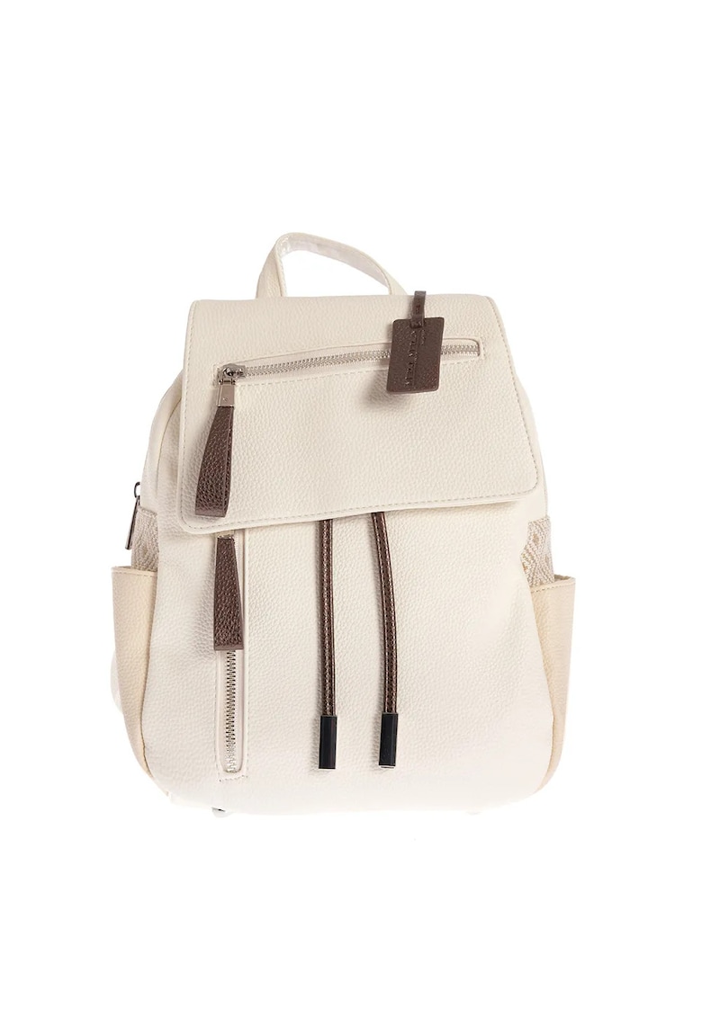 Rucsac crem casual cu buzunare laterale