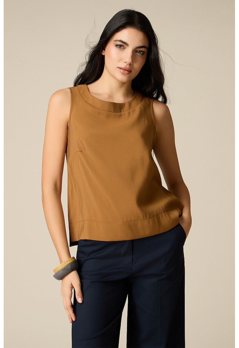 Bluza de satin fara maneci - Caramel