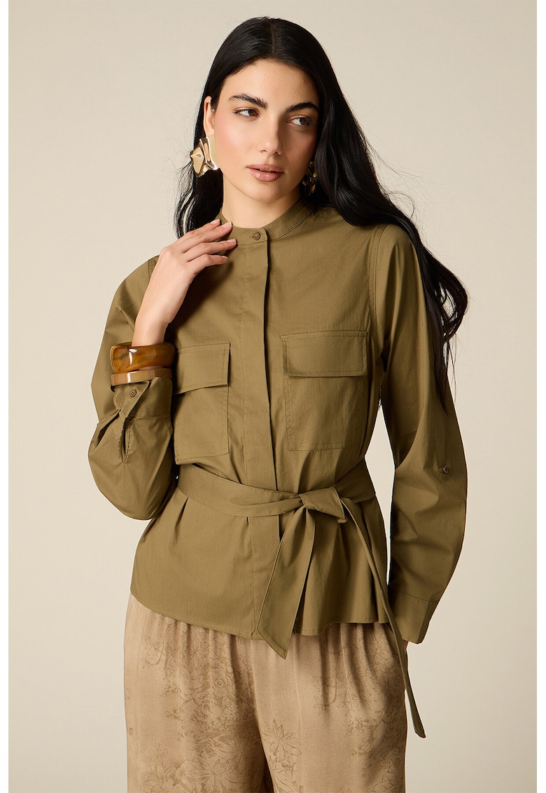 Bluza cu cordon in talie - Verde masliniu