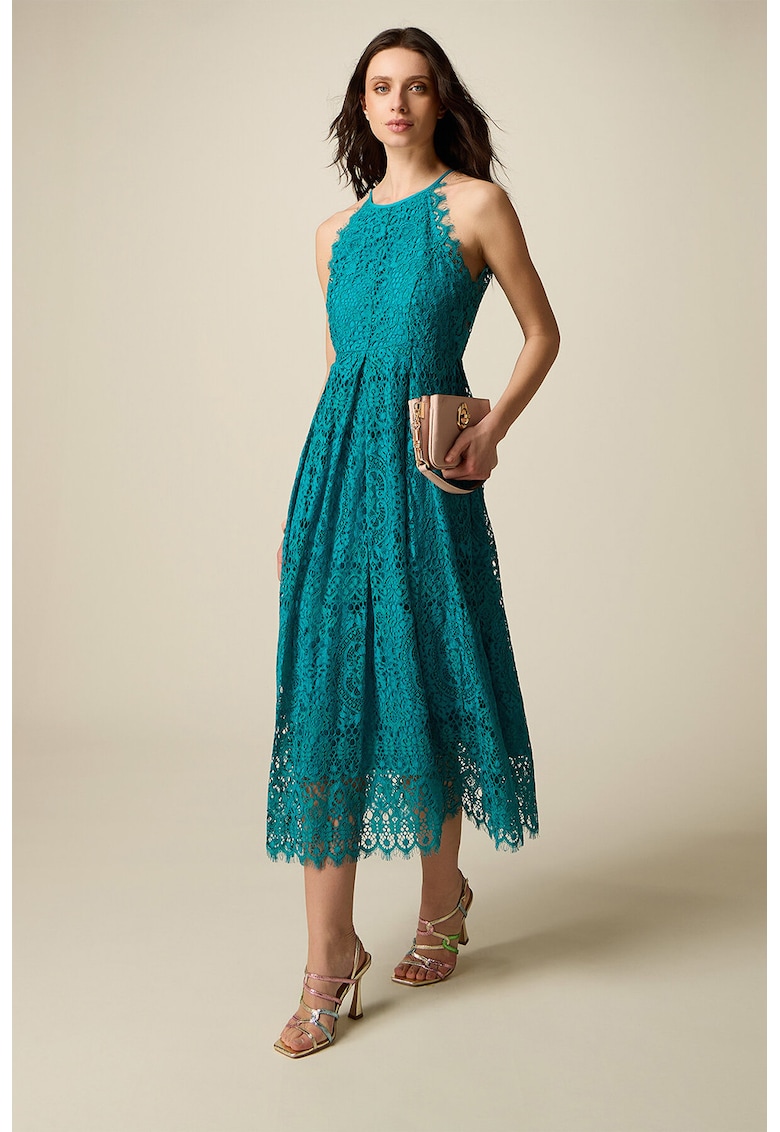 Rochie midi de dantela - Turcoaz