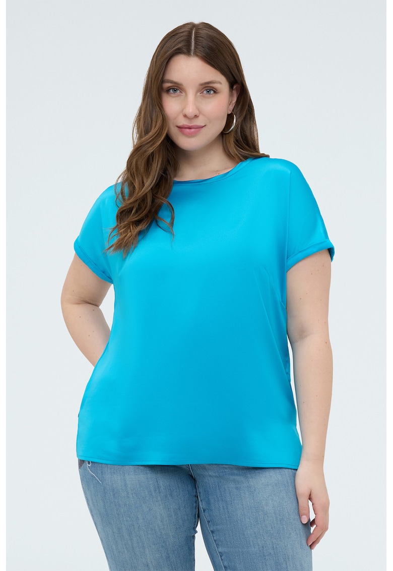 Tricou uni cu decolteu rotund - Albastru deschis