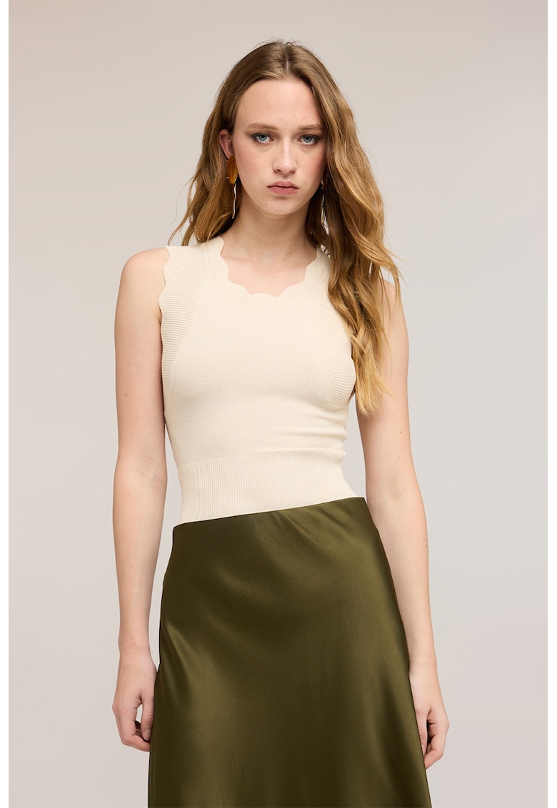 Bluza uni slim fit - Crem