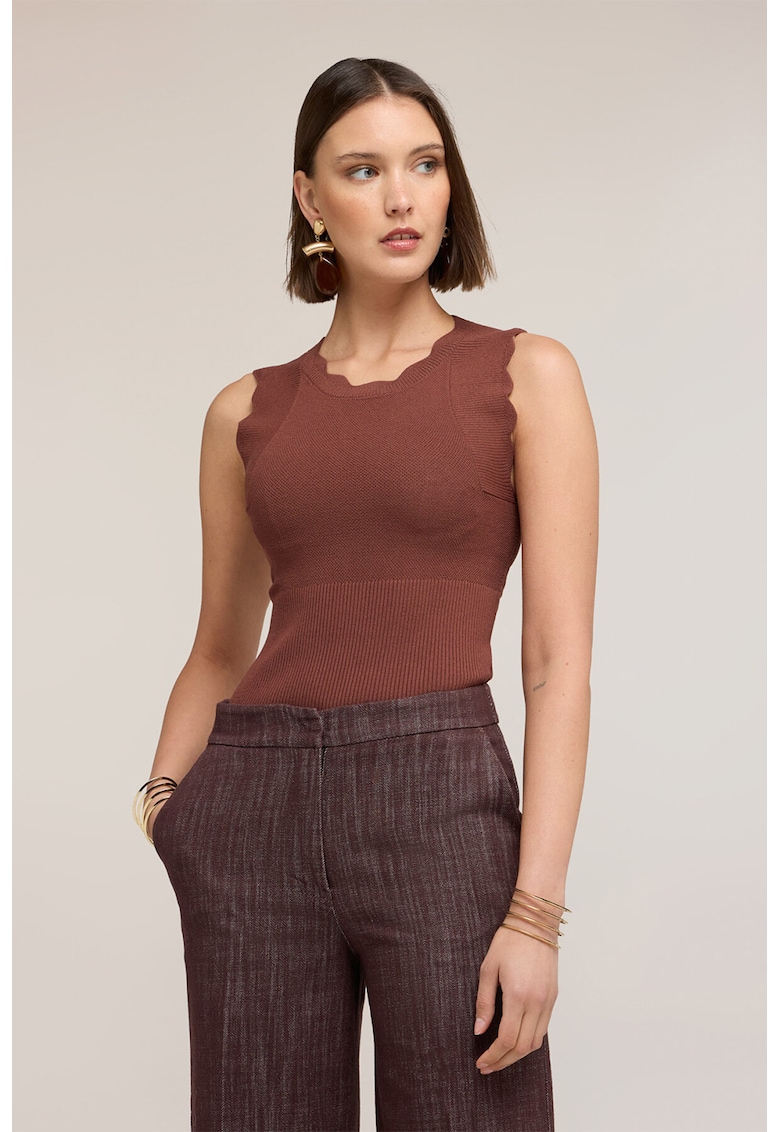 Bluza uni slim fit - Maro cognac