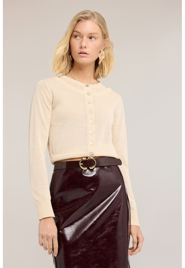 Pulover crop cu nasturi - Bej deschis