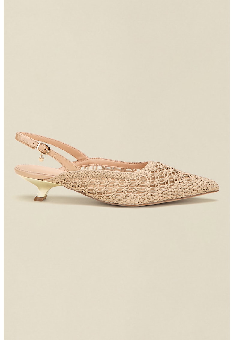 Pantofi slingback cu varf rotund - Bej inchis