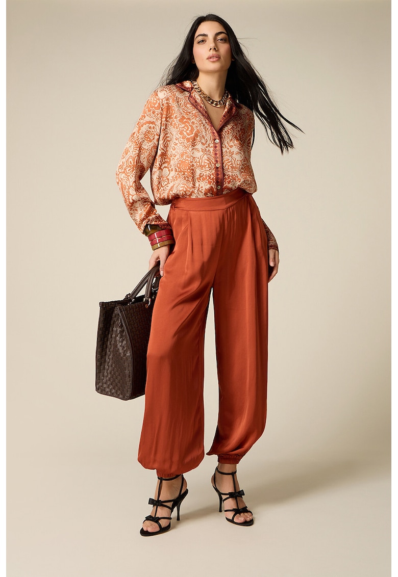 Pantaloni ampla cu buzunare - Portocaliu stins