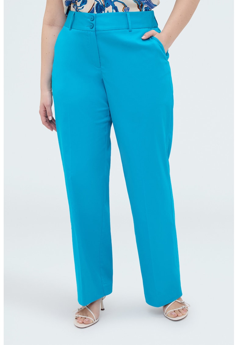 Pantaloni drepti cu pensa - Albastru deschis