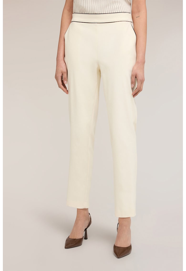 Pantaloni conici cu talie medie - Crem