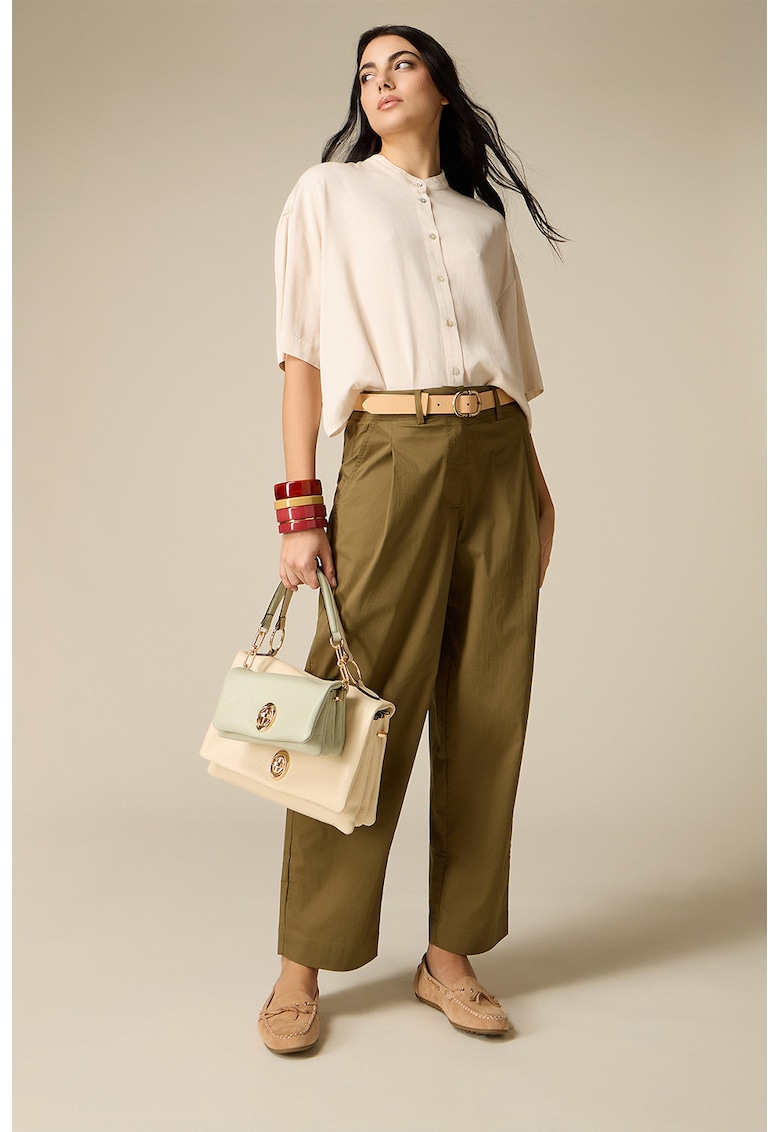 Pantaloni ampli cu buzunare - Verde masliniu