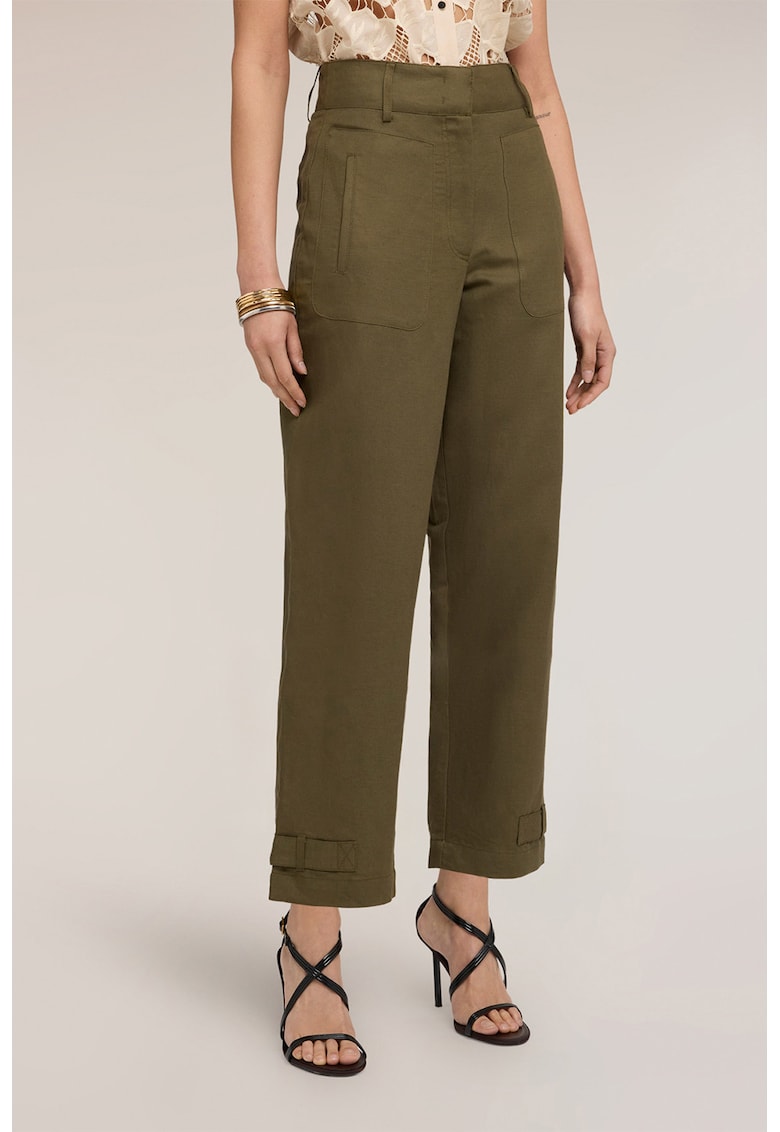 Pantaloni crop conici - Kaki inchis