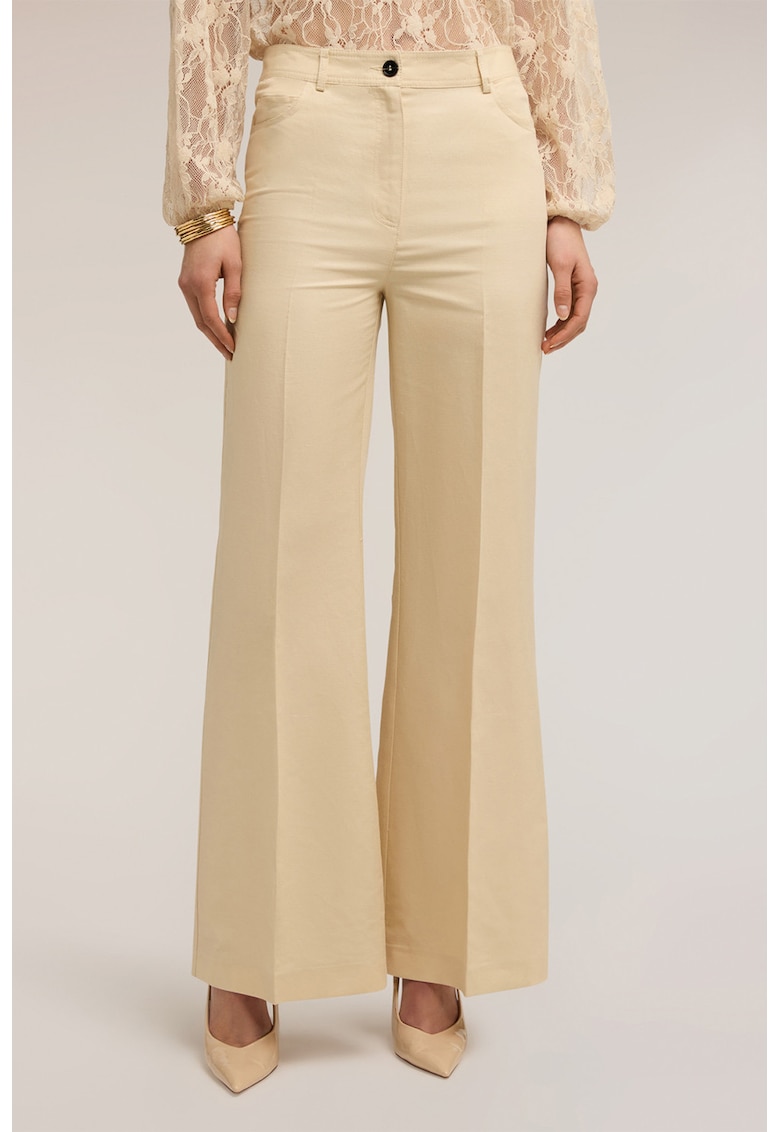 Pantaloni evazati cu pensa - Bej deschis