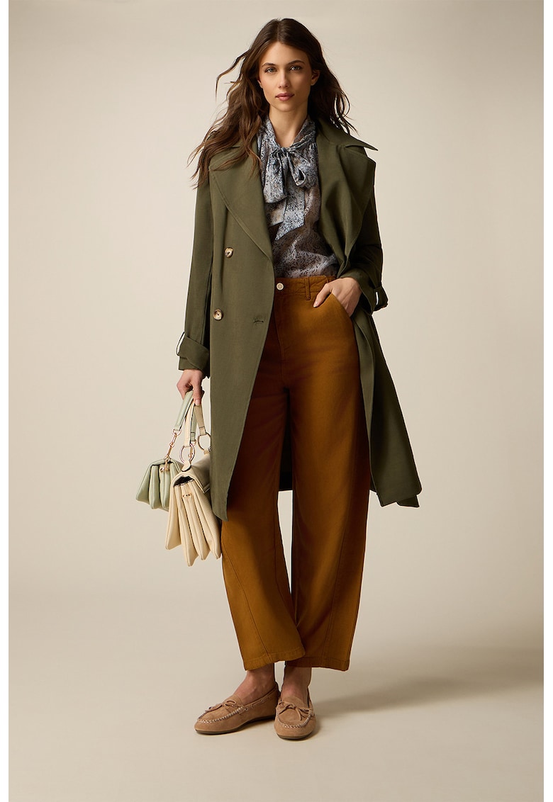 Blugi crop ampli din lyocell cu buzunare - Caramel