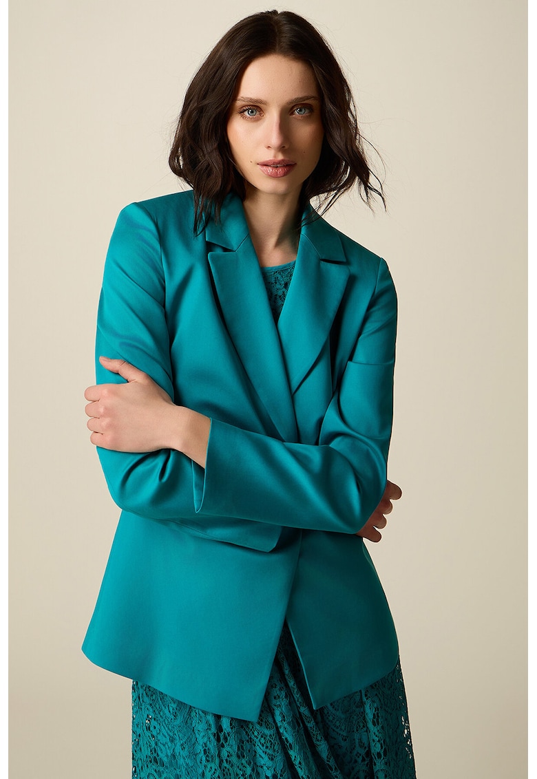 Sacou din lyocell cu model petrecut - Albastru marin