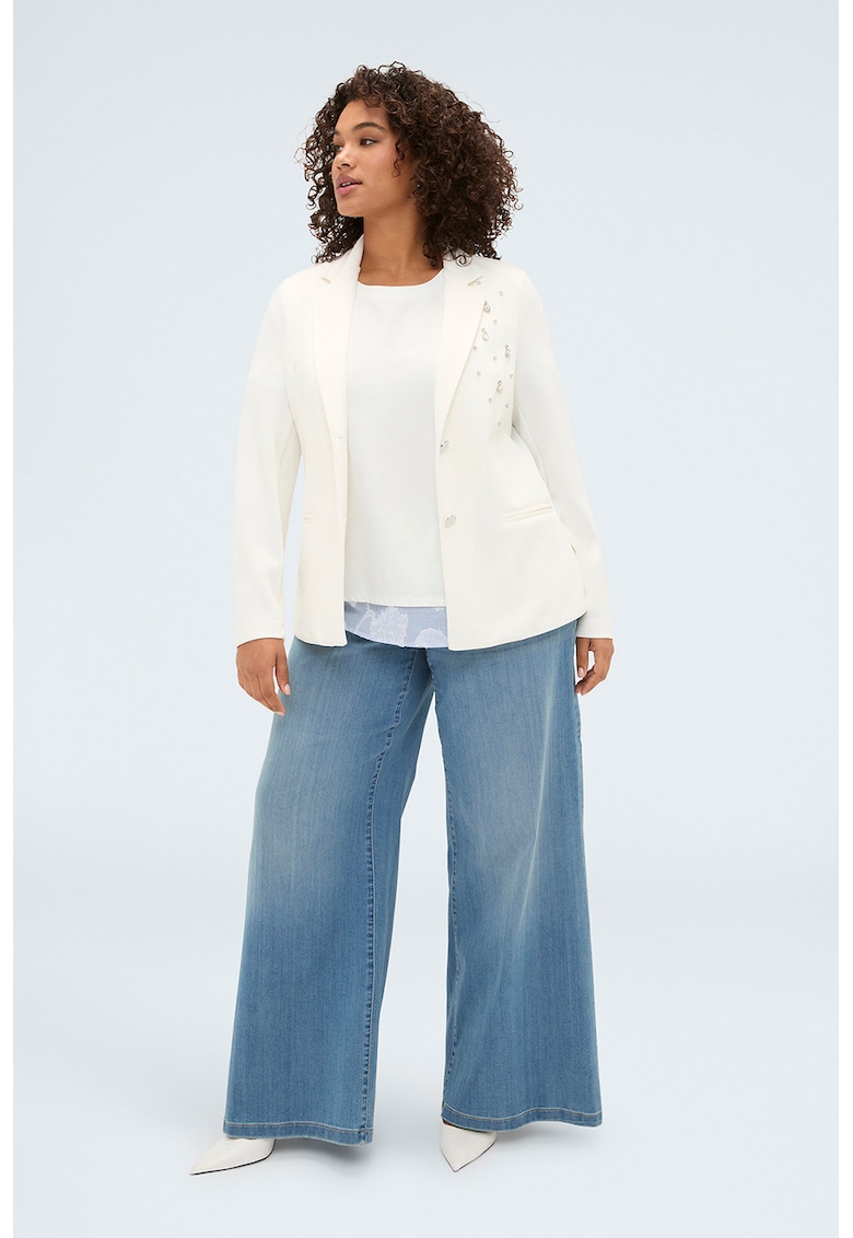Sacou slim fit cu aplicatie cu strasuri - Alb murdar