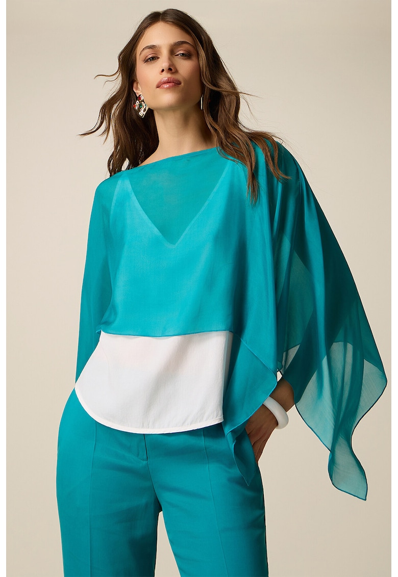 Poncho semitransparent - Albastru pastel