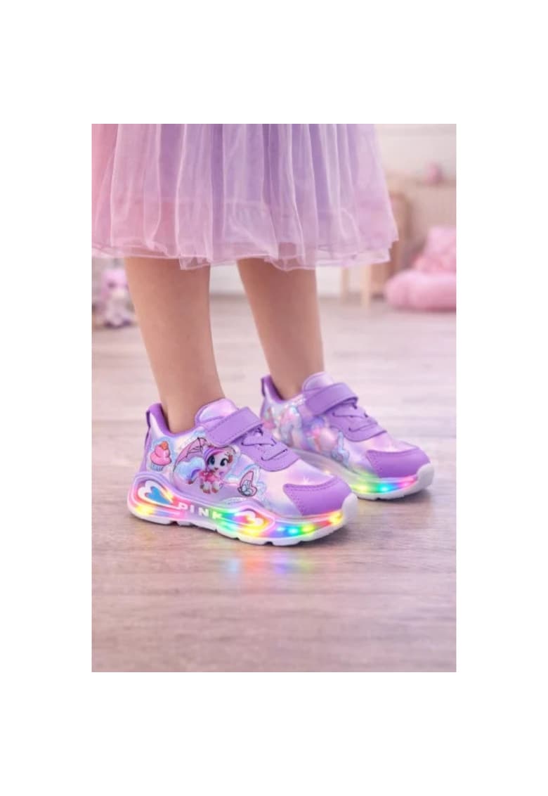 Adidasi mov cu luminite pentru fetite Ponei - Mov