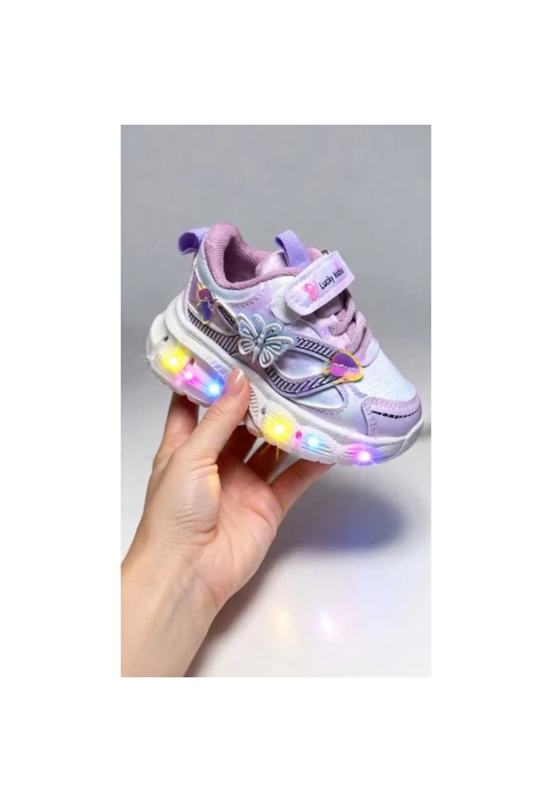 Adidasi cu luminite Fluturas Mov - Multicolor