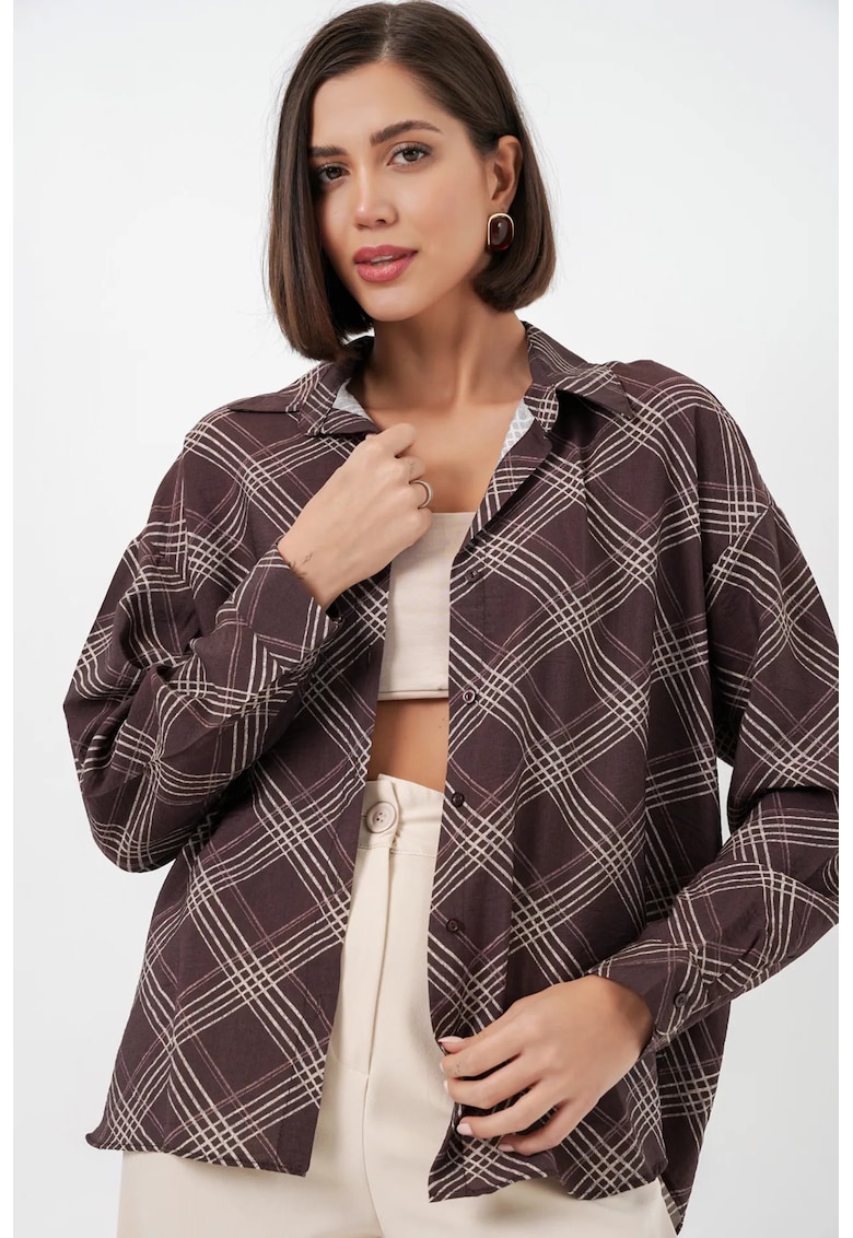 Camasi dama - camasa supradimensionata - carouri - maro mocha - 80% viscoza - 20% nailon
