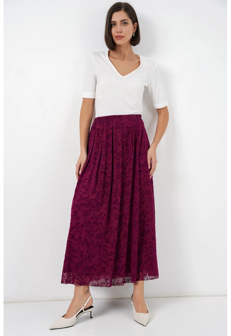 Fusta maxi cu talie inalta - imprimeu floral - bumbac