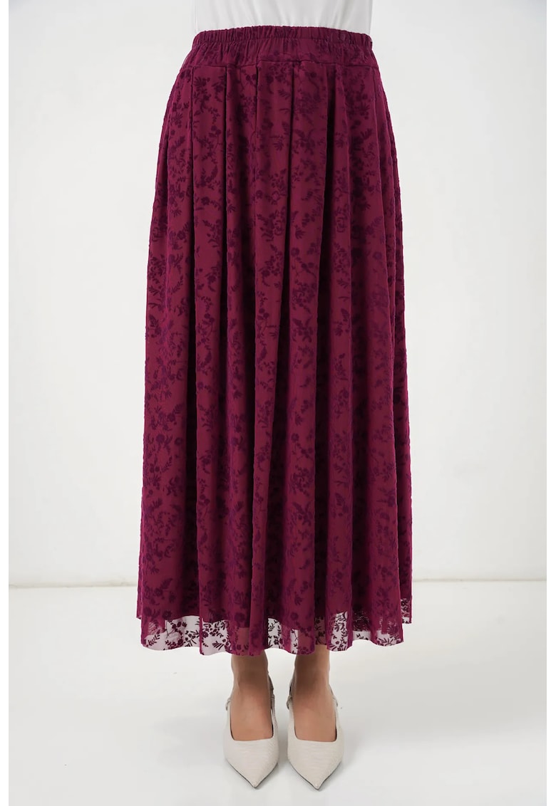 Fusta maxi cu talie inalta - imprimeu floral - bumbac