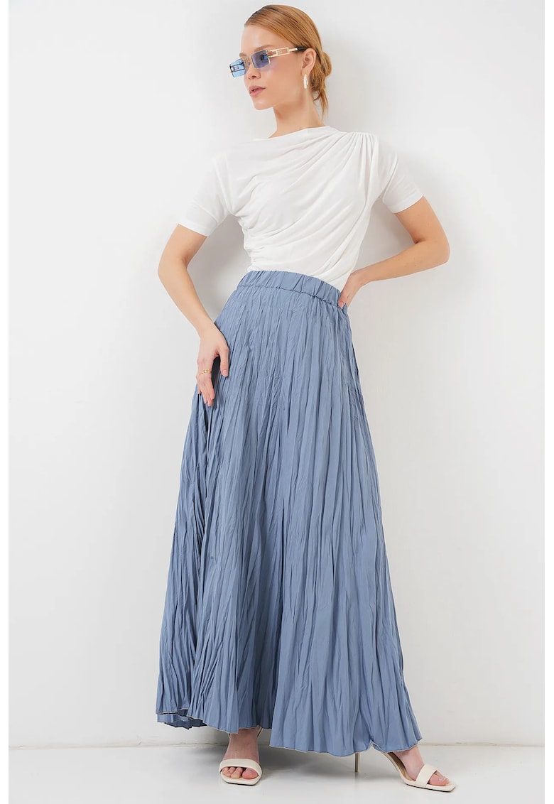 Fusta maxi texturata - albastru - poliesterdwqfwqd - Albastru