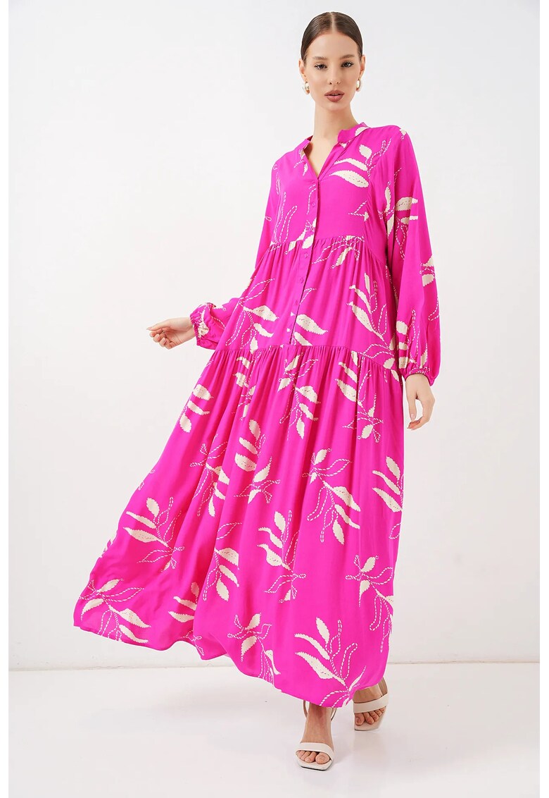 Rochie Maxi imprimeu floral - magenta - viscoza
