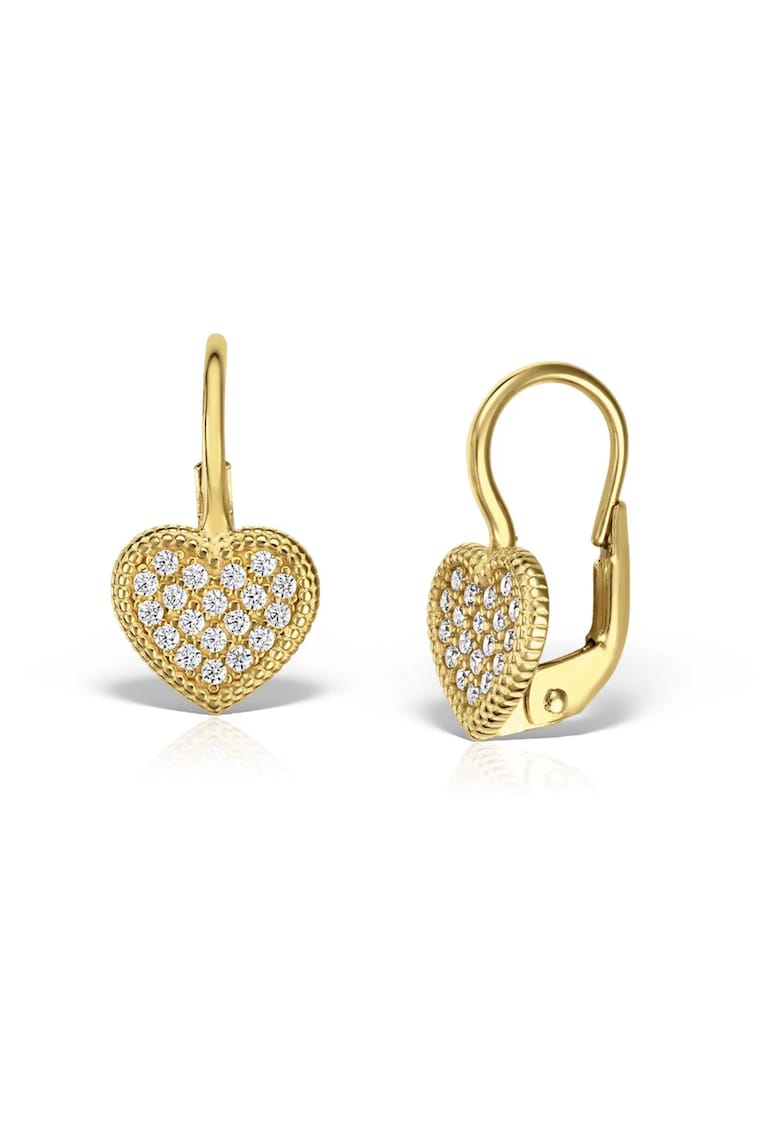Cercei cu tortite pentru fete - aur 14 KT - model inimioare