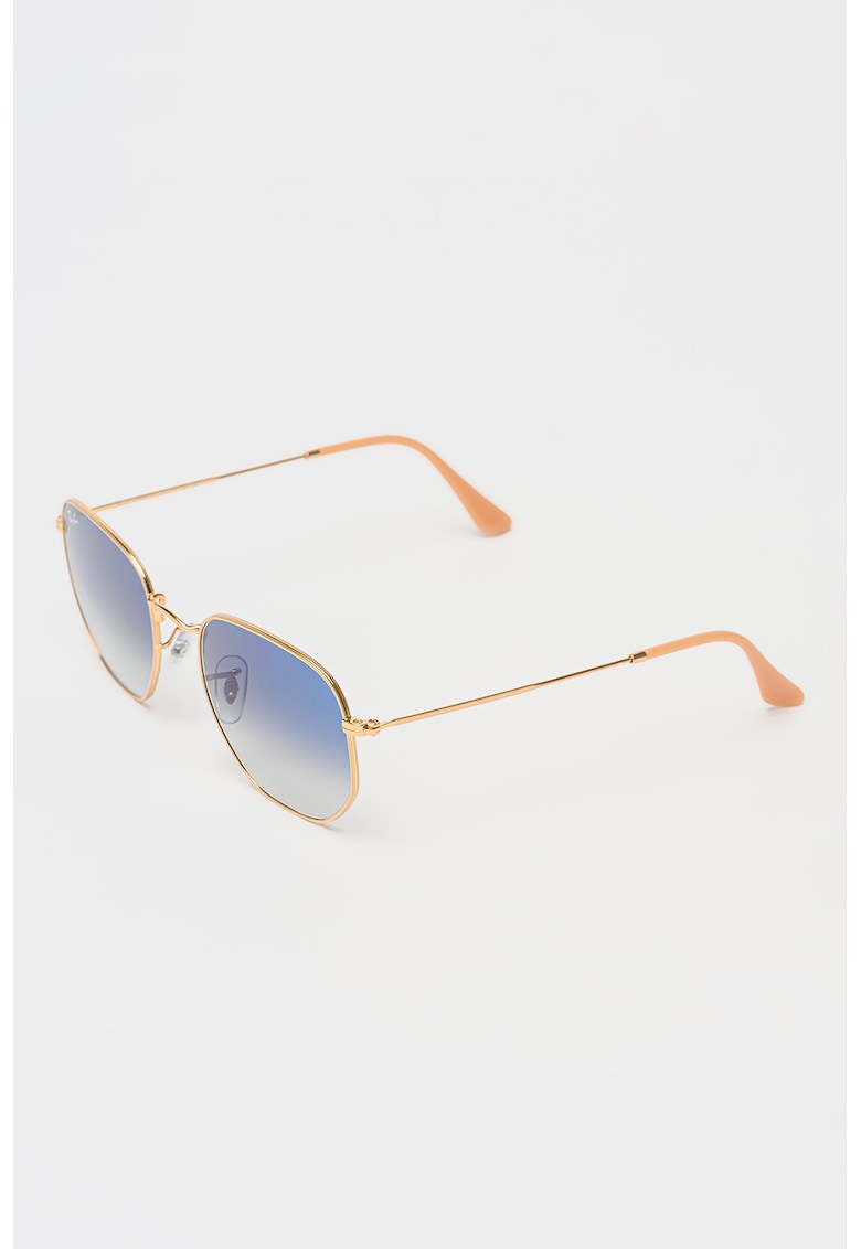 Ochelari de soare rotunzi unisex cu rama metalica - Auriu -