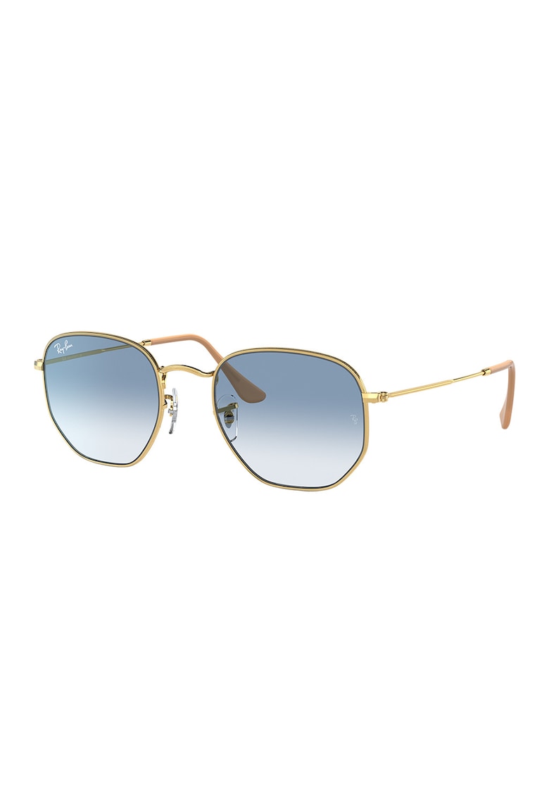 Ochelari de soare patrati unisex cu rama metalica - Auriu -