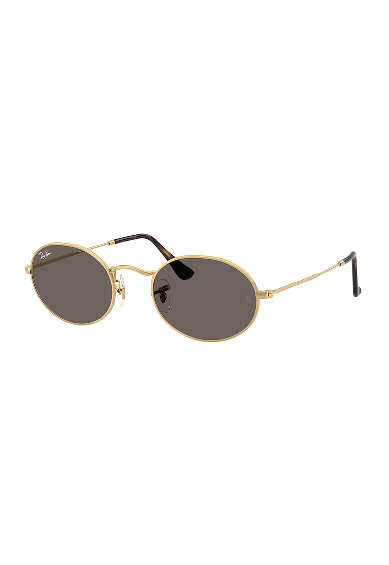 Ochelari de soare unisex ovali cu lentile uni - Auriu -