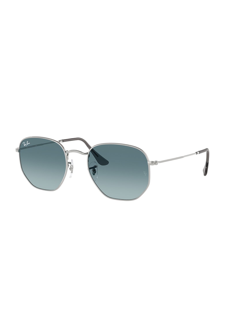Ochelari de soare hexagonali unisex cu lentile polarizate - Argintiu