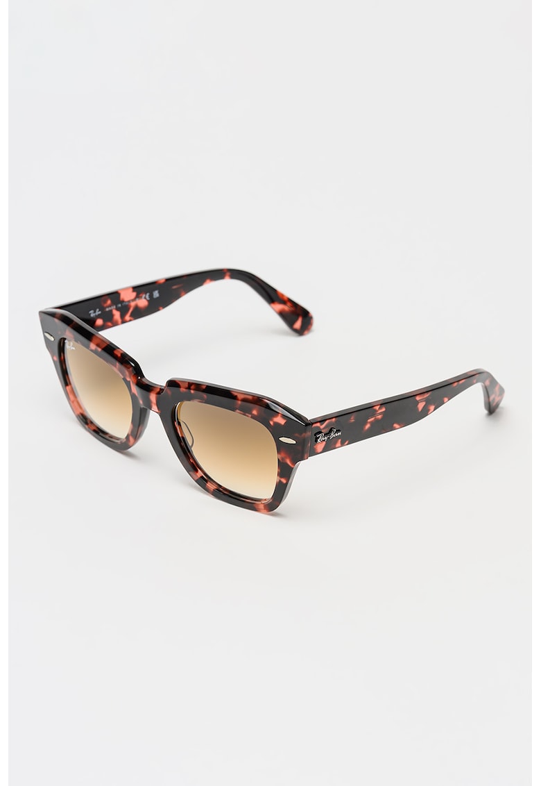 Ochelari de soare patrati unisex State Street - Maro inchis/Roz somon