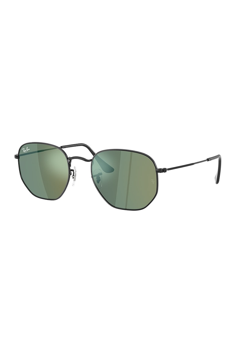 Ochelari de soare hexagonali unisex cu lentile polarizate - Negru -