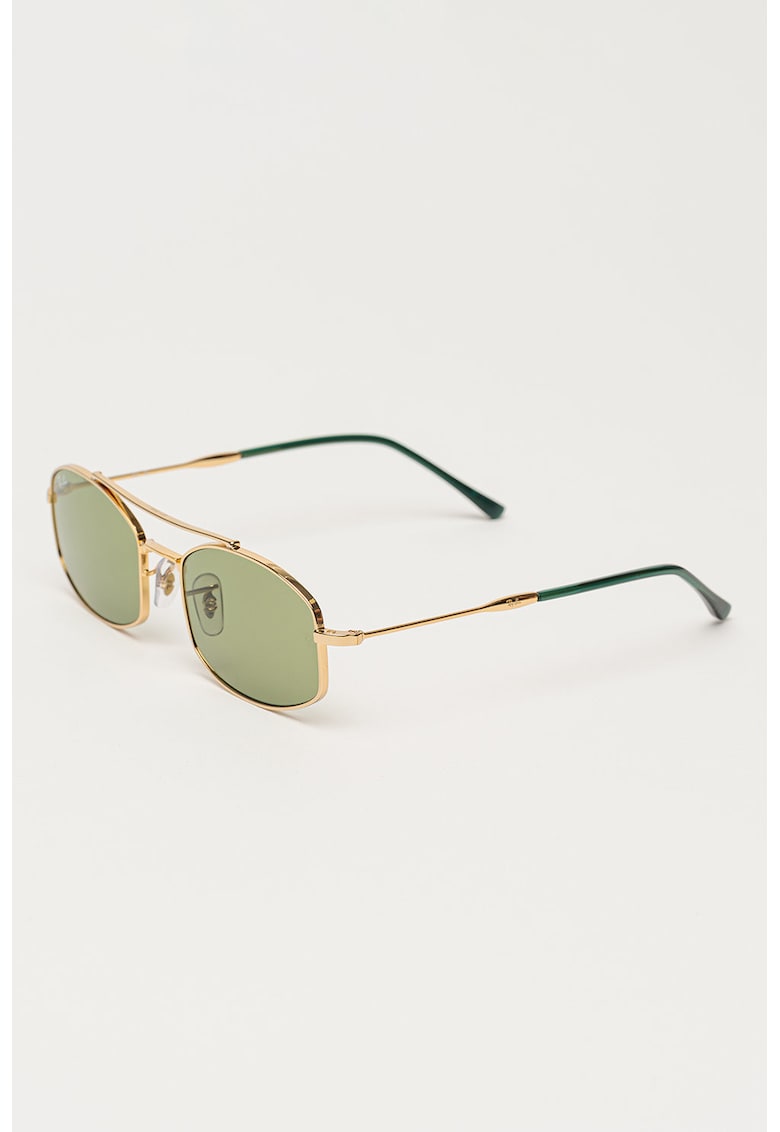 Ochelari de soare ovali cu rama metalica si model unisex - Auriu/Auriu rose
