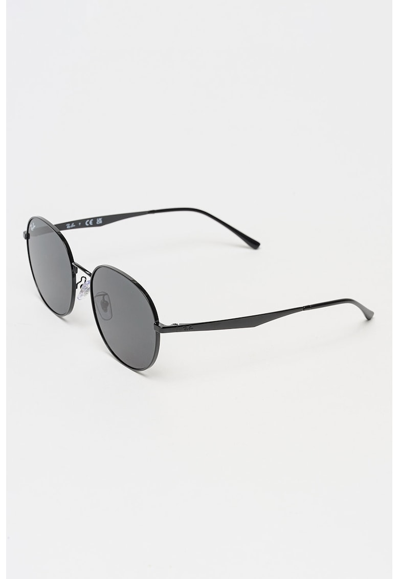 Ochelari de soare rotunzi unisex cu rama metalica - Negru -