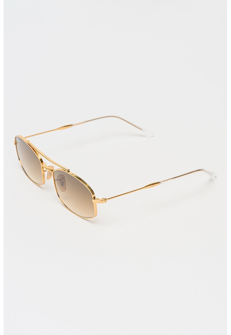 Ochelari de soare ovali cu rama metalica si model unisex - Auriu