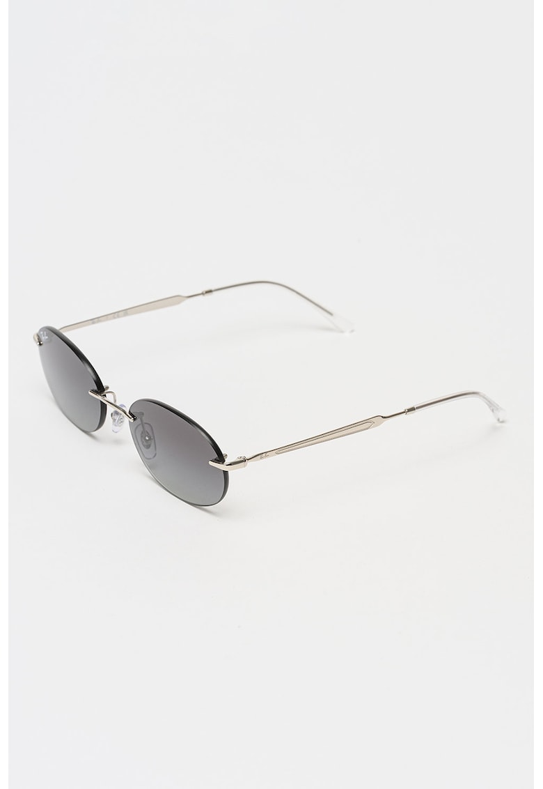 Ochelari de soare rotunzi unisex cu rama metalica - Gri deschis/Argintiu