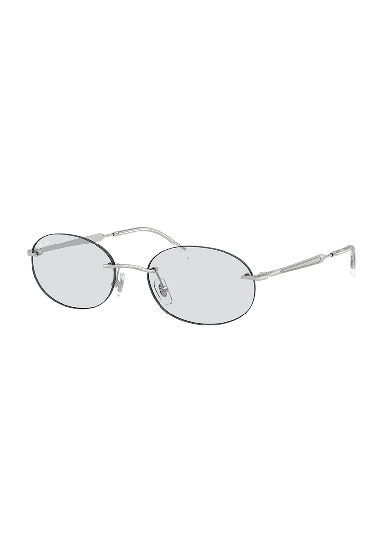 Ochelari de soare rotunzi unisex cu rama metalica - Argintiu inchis/Argintiu