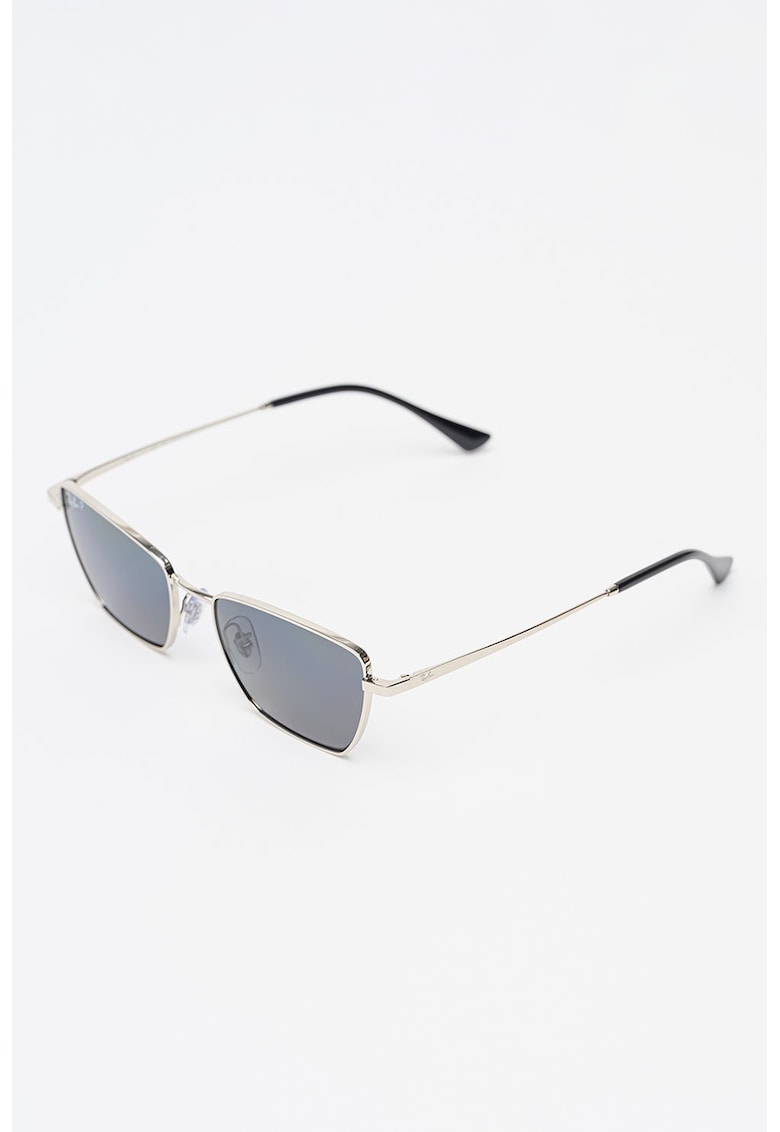 Ochelari de soare butterfly unisex polarizati cu rama metalica - Argintiu inchis/Argintiu