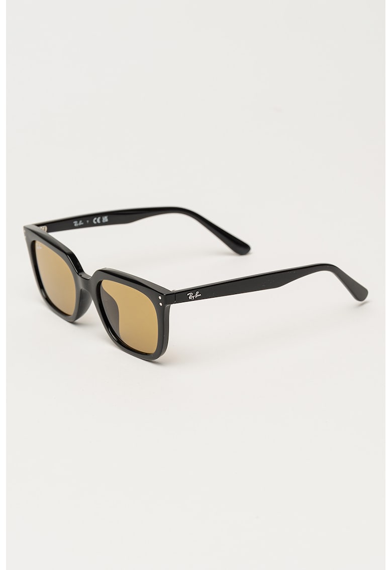 Ochelari de soare wayfarer unisex cu lentile uni - Negru/Negru stins