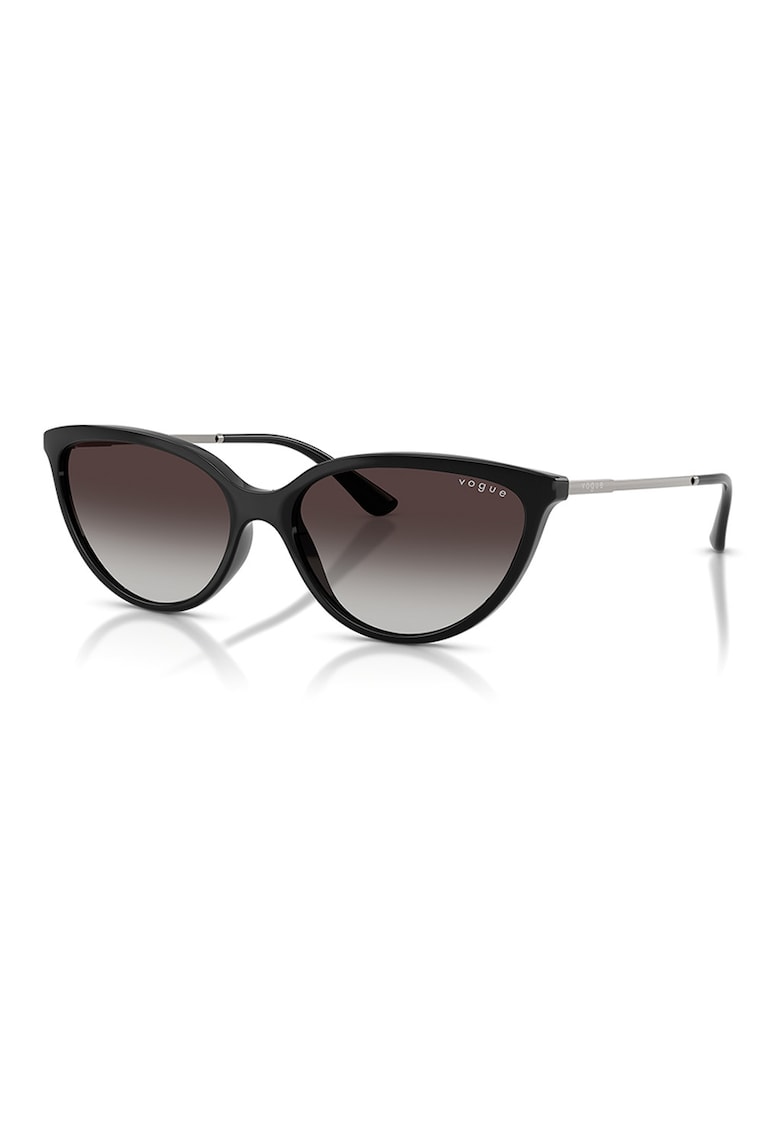 Ochelari de soare cat-eye cu rama metalica - Negru/Gri deschis