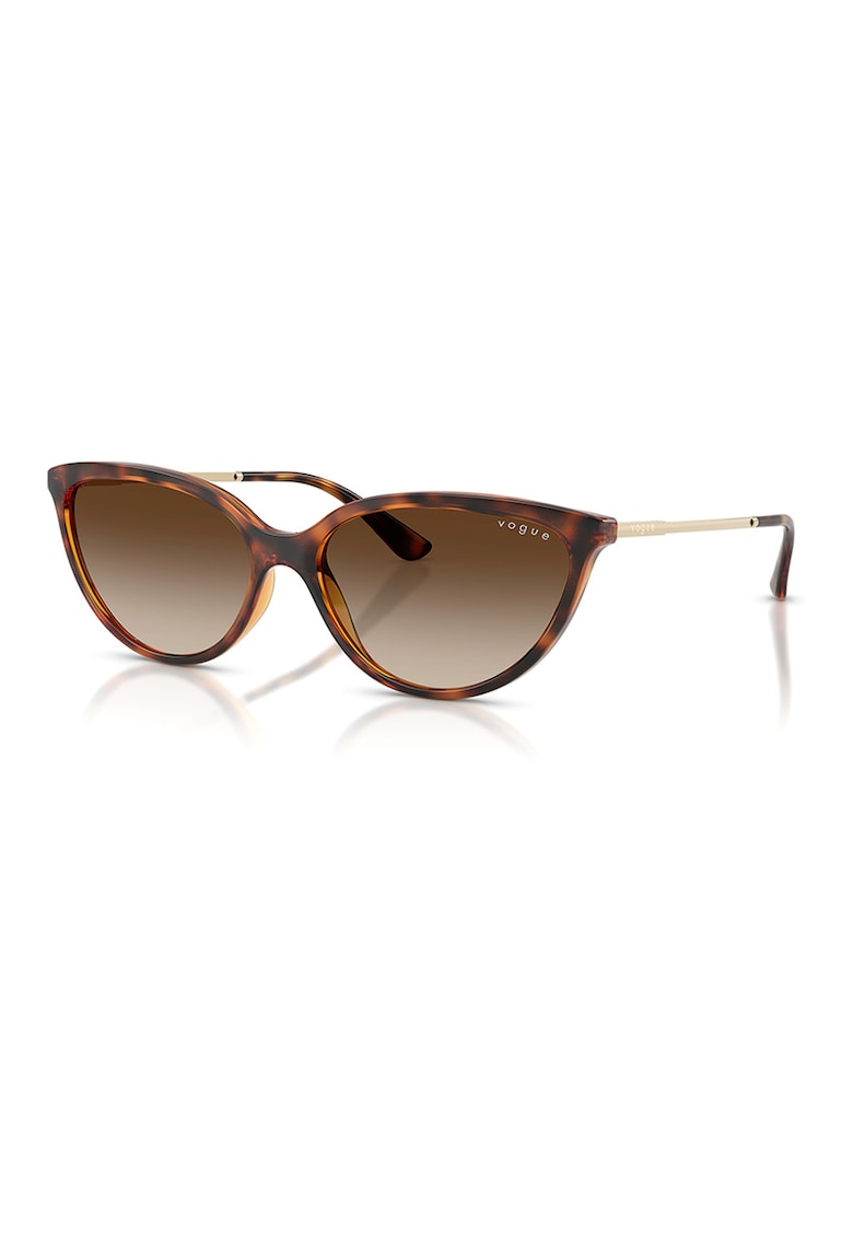 Ochelari de soare cat-eye cu rama metalica - Maro inchis/Maro nisip