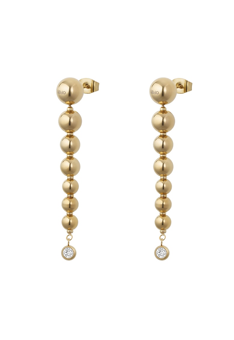 Cercei drop de otel inoxidabil cu zirconia - Auriu/Argintiu