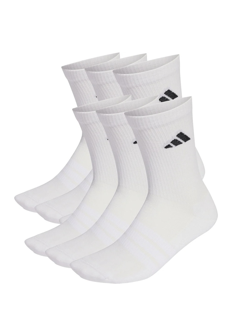 Set 6 perechi sosete Cushioned Crew New Logo - Alb