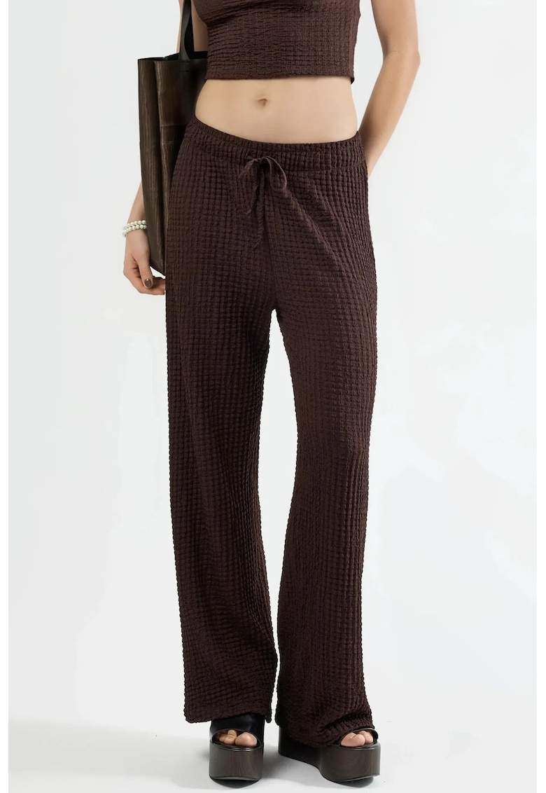 Pantaloni dama - Poliester/Elastan - Maro cafeniu