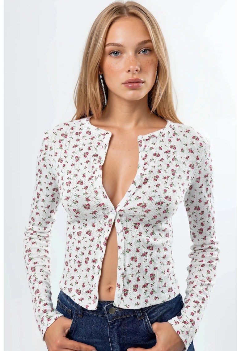 Bluza dama - Scurta - Alb - Bumbac/Poliester