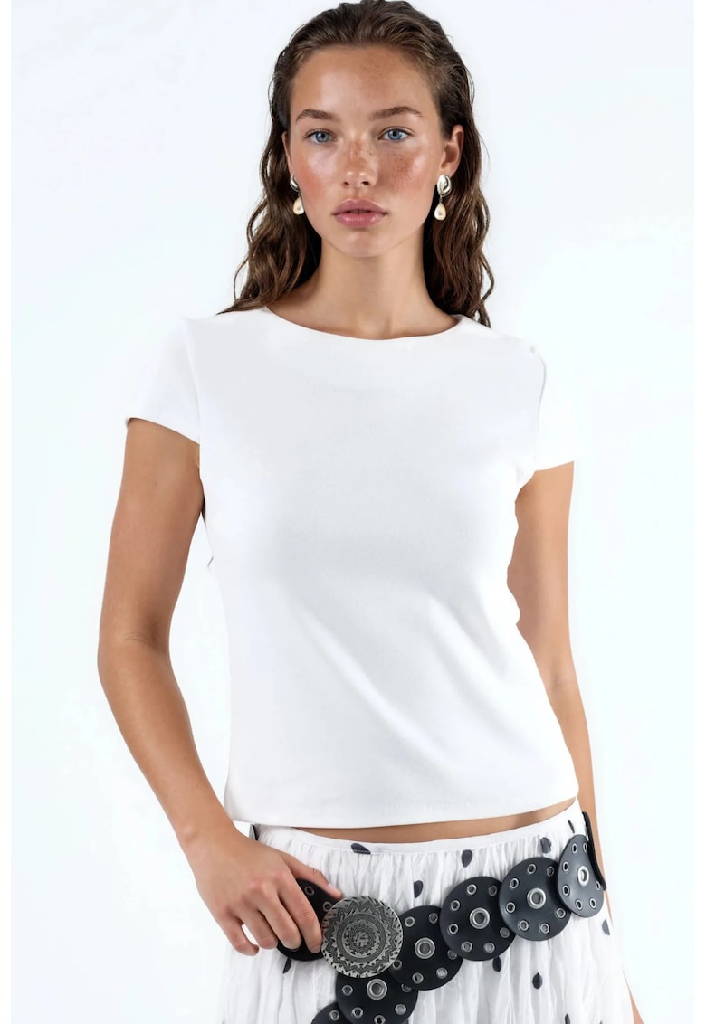 Tricou dama - Alb - Bumbac